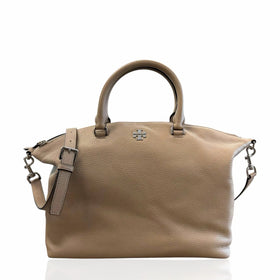 Tory Burch Gray Pebbled Leather Satchel