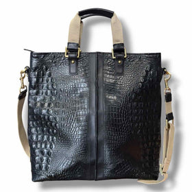 Brahmin Black Croc Emb Leather Tote