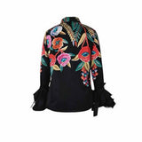 Uoozee Black Floral Size L Button Down / Button Up Tops