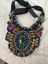 *RARE* Sassy Jones Multi-Color Crystal OG Bib Necklace