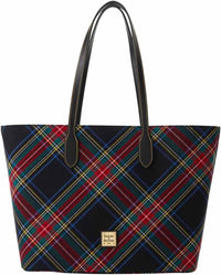 Dooney Bourke Cotton/Leather Plaid Tote