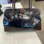 Brahmin Black/Brown Leather Satchel