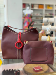 Unbranded Brown/Red Vegan Leather Shoulder