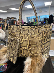 Beige Snakeskin Tote