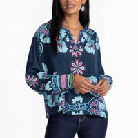 Johnny Was Blue Print Size S Blouses