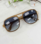 Brown Retro Aviator Sunglasses