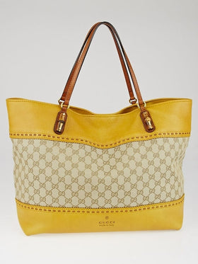Gucci Mustard Canvas/Leather Tote