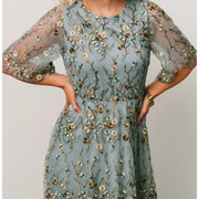 Balticborn Dusty Blue Floral Size M Maxi Dress