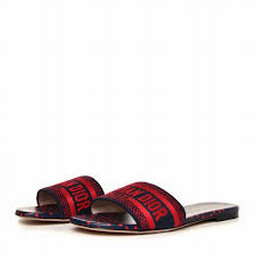お歳暮ならオンライン 37/6 Size Shoe US Red/Navy Dior Christian Slides Digz New – 靴