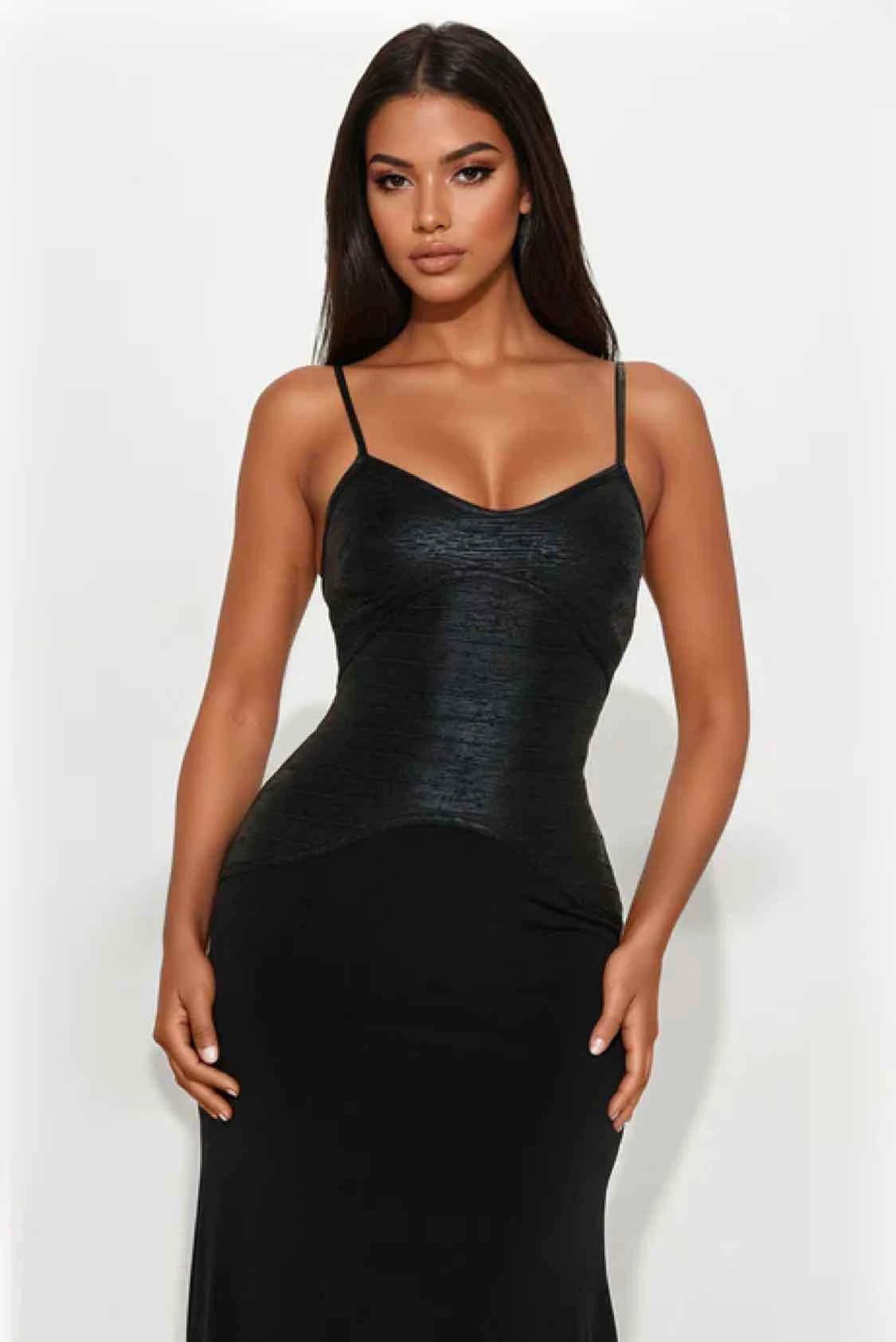 fashion nova xl dress Vestido Maxi Elegant Night - Negro
