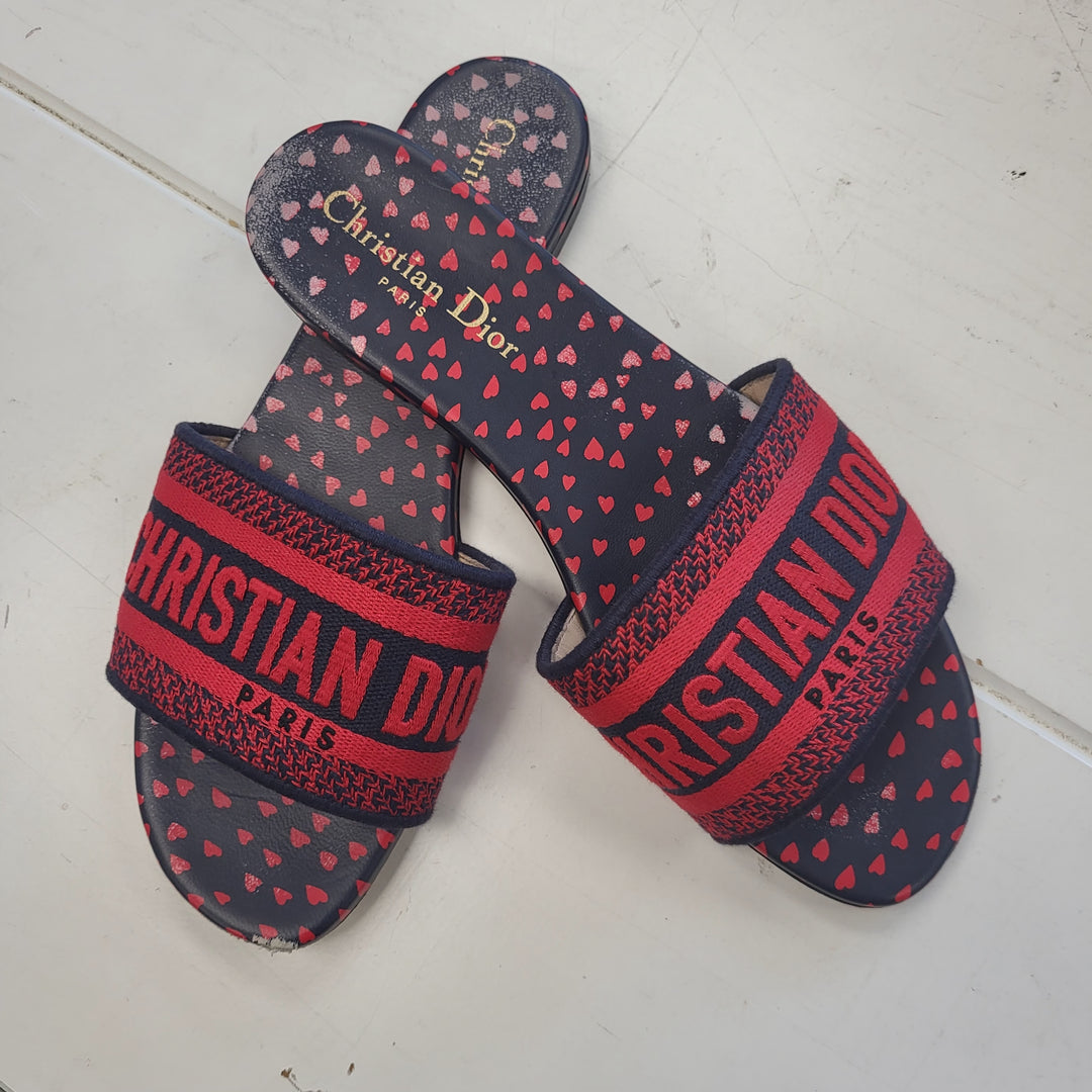 Christian Dior Red/Navy US Shoe Size 37/6 Slides – New Digz